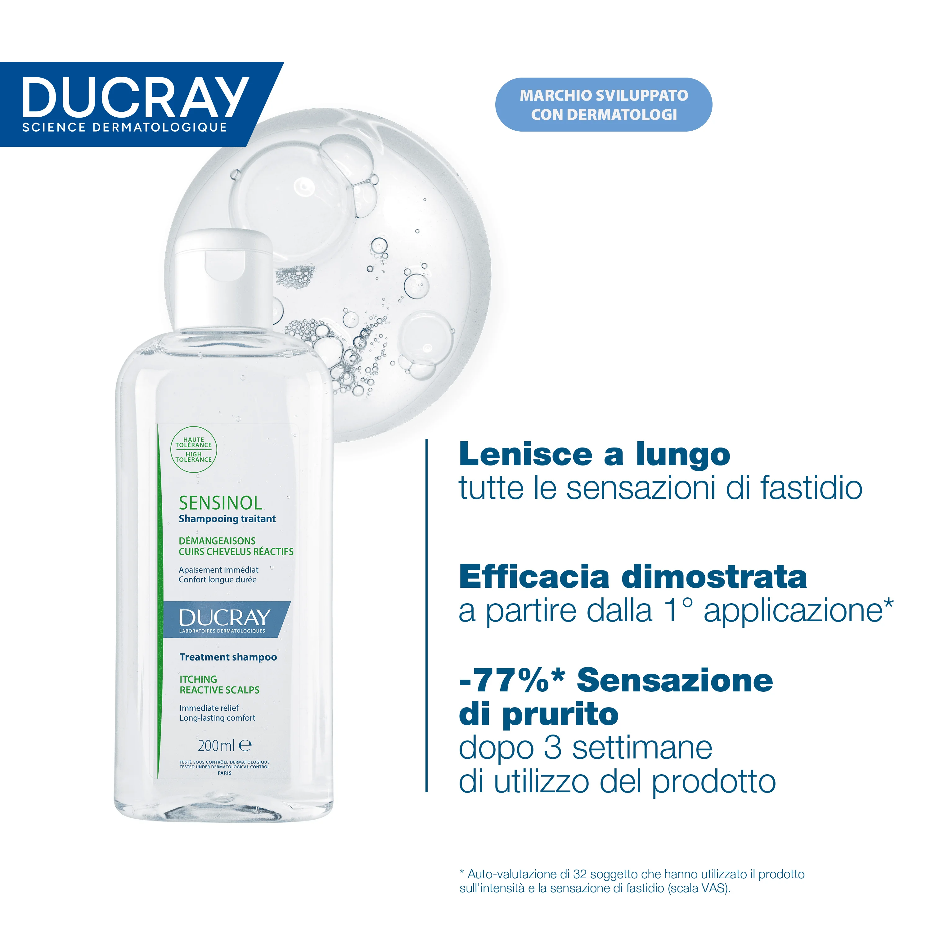 Ducray Sensinol Shampoo trattante 200 ml Cuoio Capelluto Sensibile e Reattivo