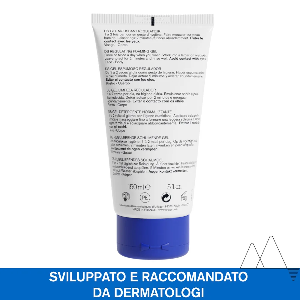 Uriage DS Gel Nettoyant Gel Detergente Regolatore 150 ml Pelle Sensibile e Irritata
