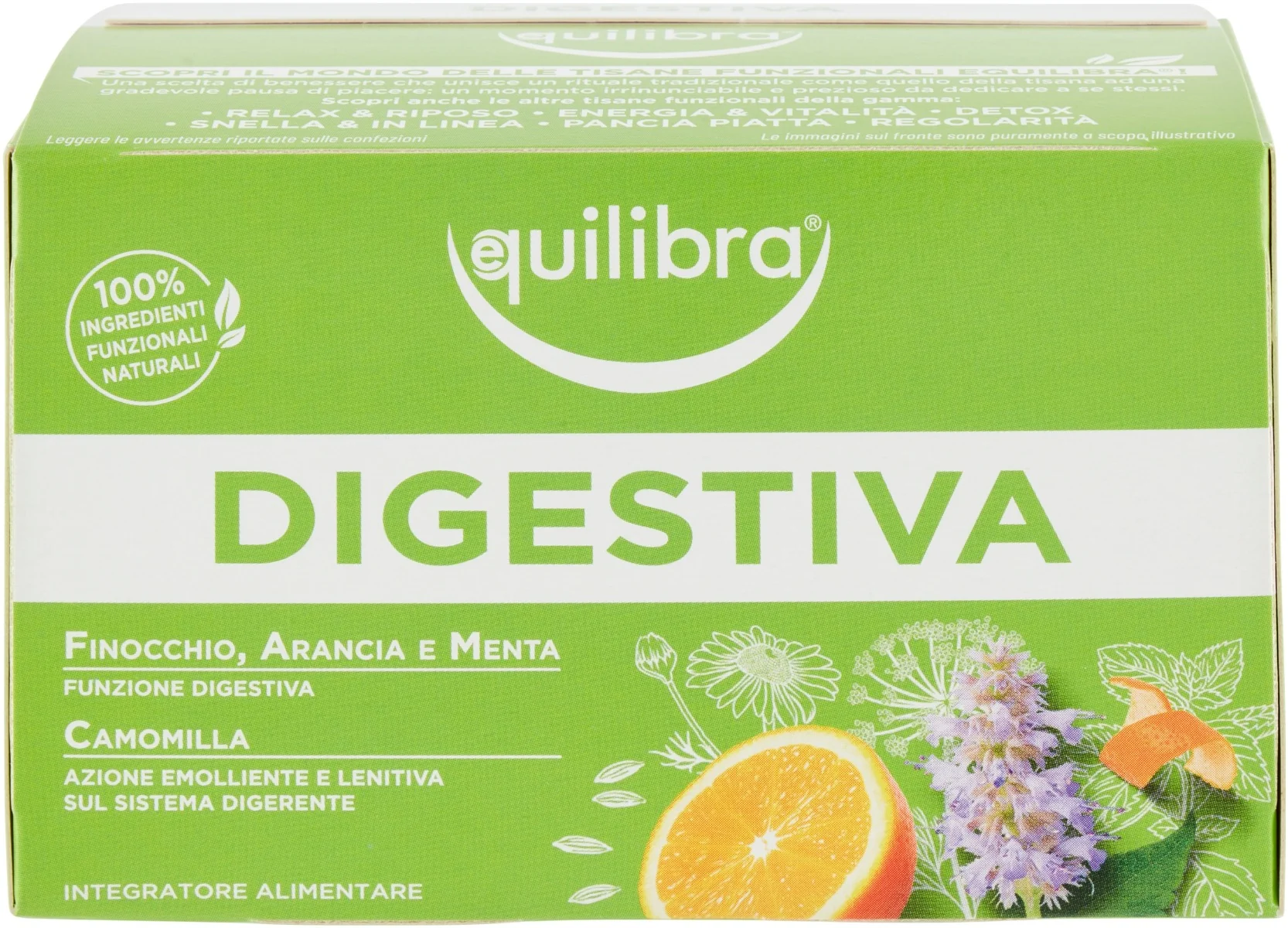 Equilibra Tisana Digestiva 15 Filtri Con Finocchio, Arancia, Menta e Camomilla