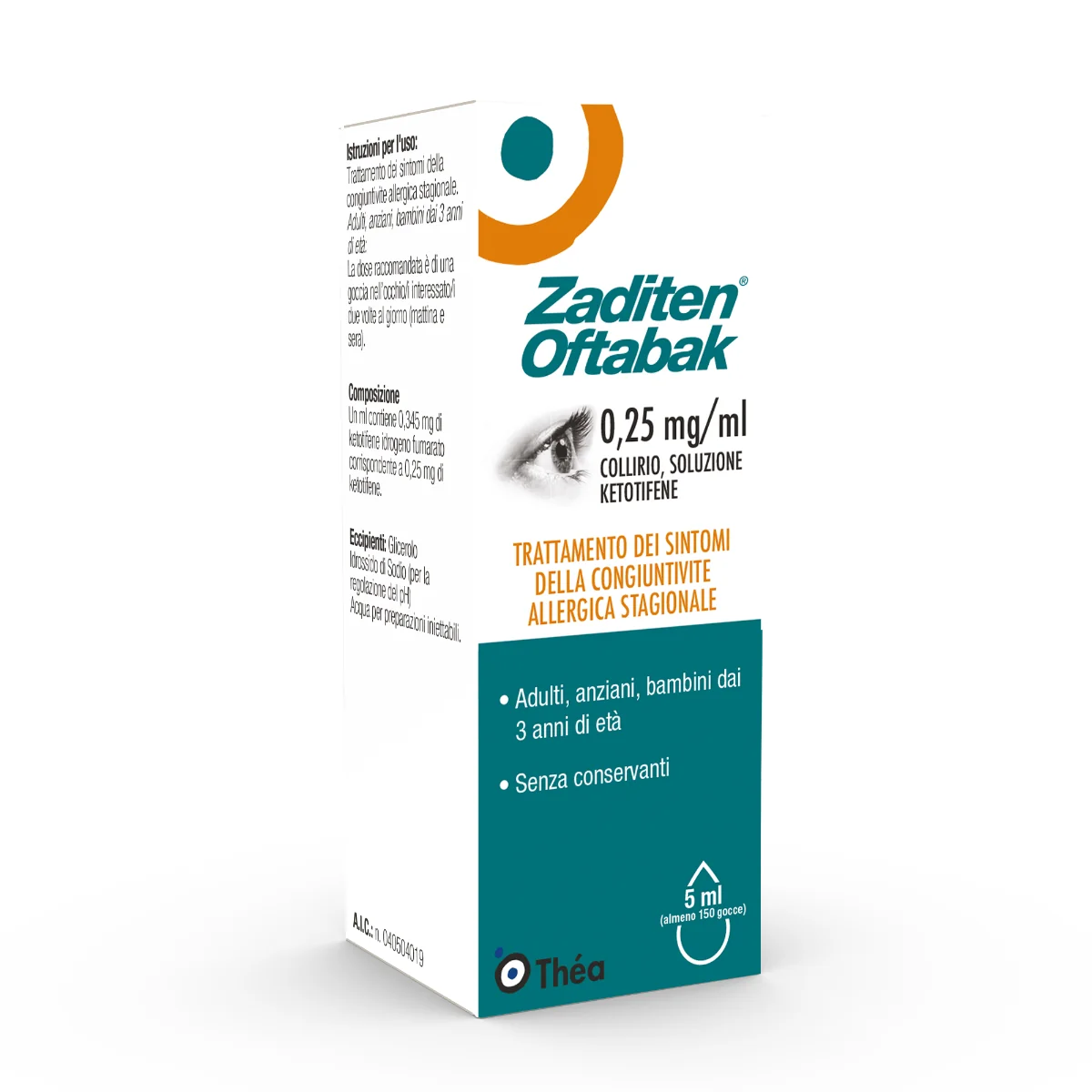 Zaditen Oftabak 0,25 mg/ml Collirio 5 ml Ketotifene