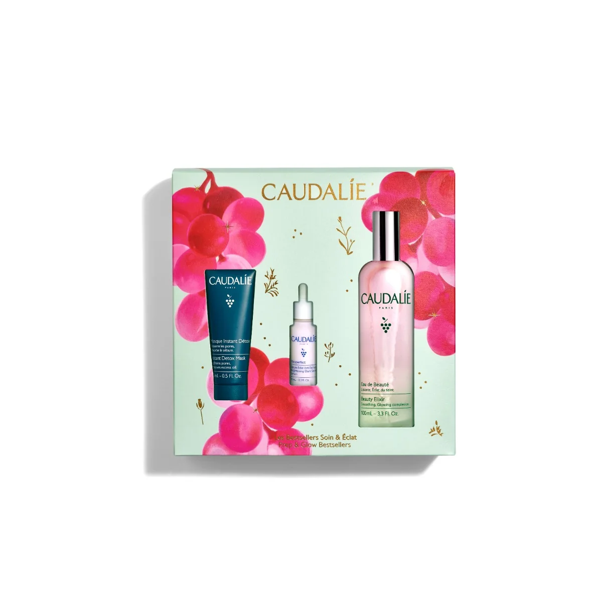 Caudalie Acqua Di Bellezza Cofanetto Xmas 2025 Acqua di Bellezza100 ml + Vinoperfect Siero Illuminante Anti‑Macchie10 ml + Maschera Instant Detox15 ml.