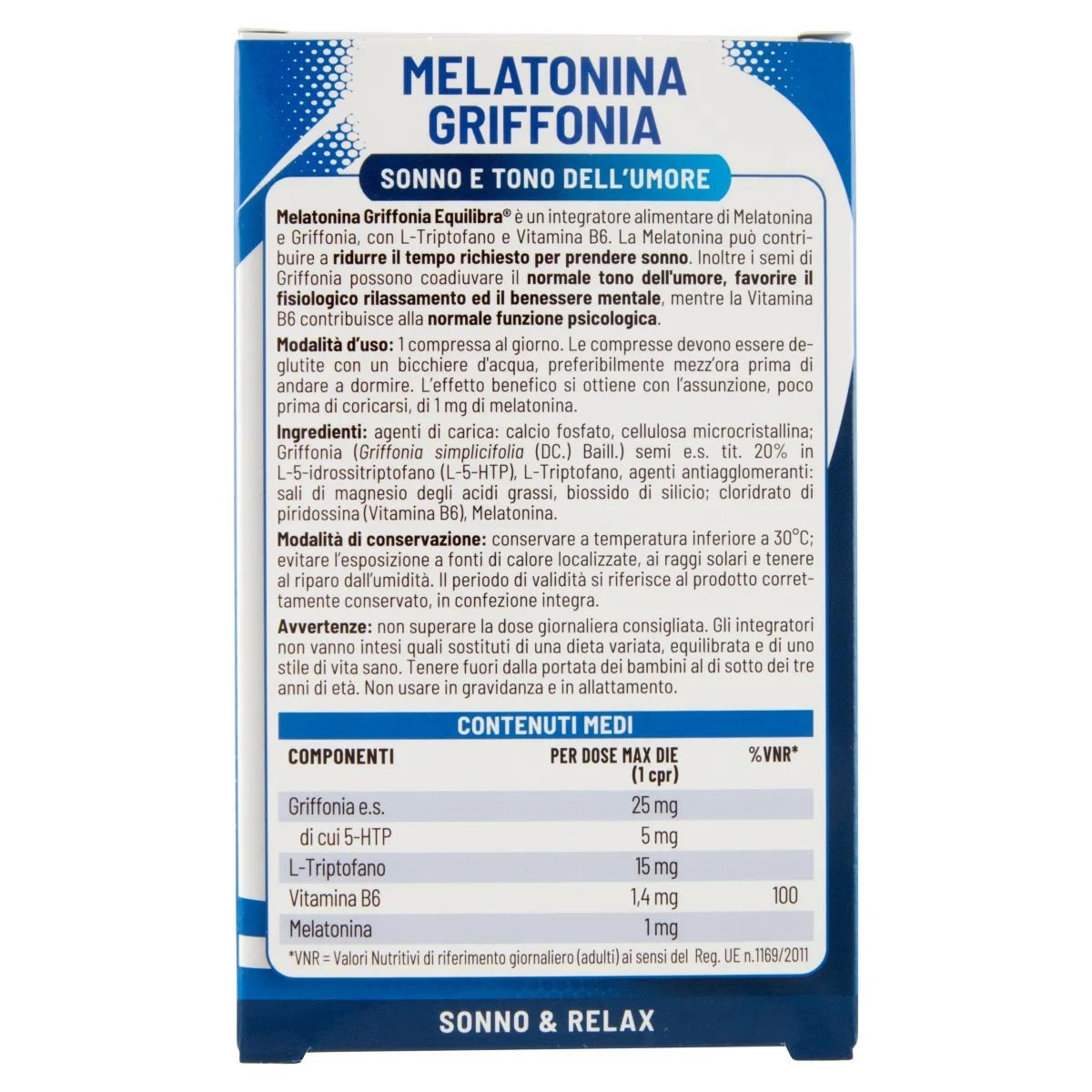 Equilibra Melatonina + Griffonia 60 Compresse Integratore per il Sonno