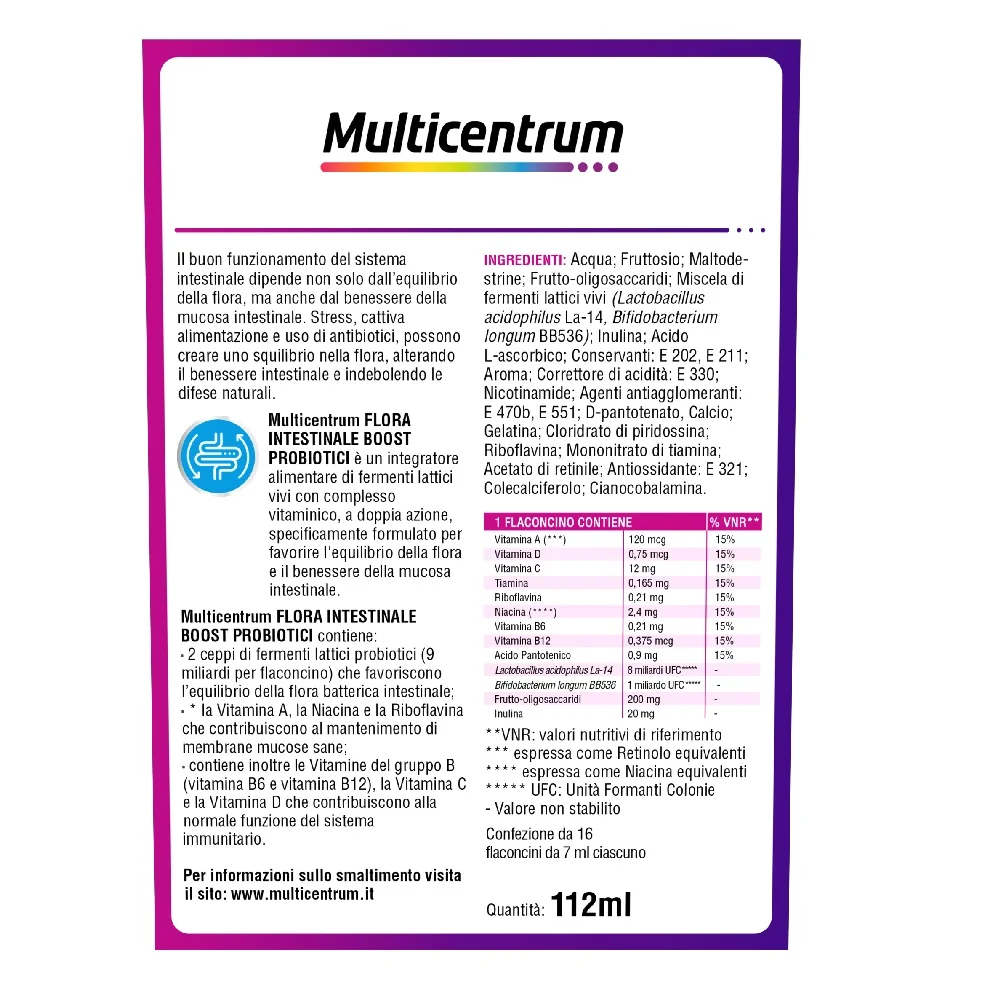 Multicentrum Duobiotico 16 Flaconcini 7 ml Integratore Benessere Intestinale