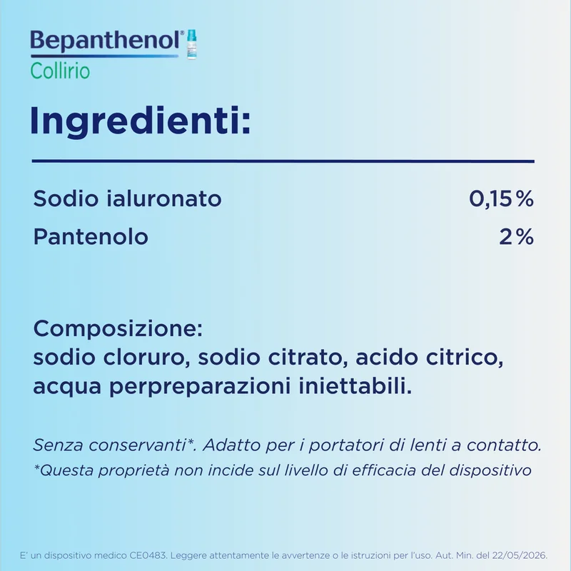 Bepanthenol Collirio Flacone 10 ml Idratante occhi secchi