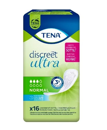 Tena Pannolone Sagomato Discreet Ultra Normal 16 Pezzi Assorbenti Sottili