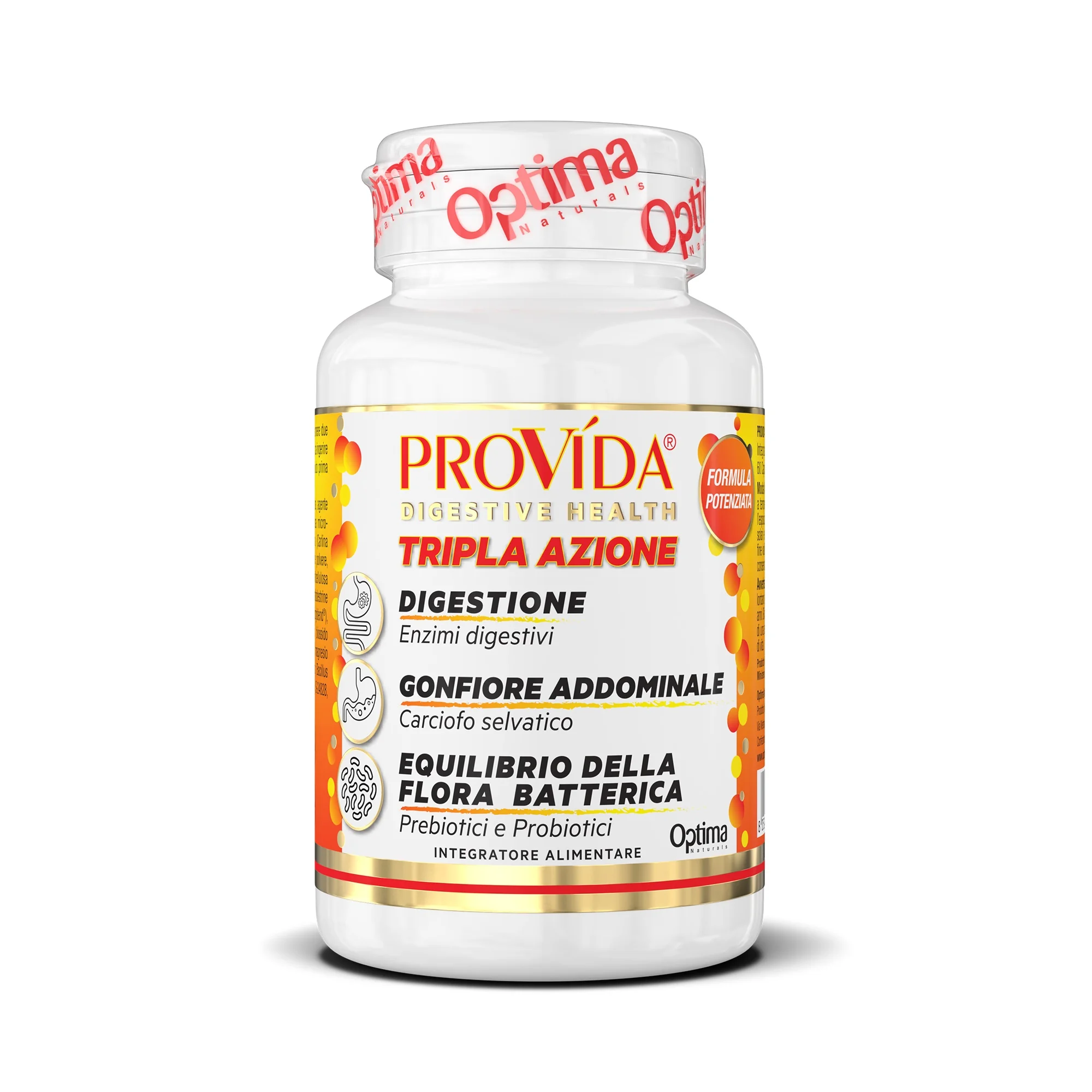 Optima Naturals Provida Tripla Azione 60 capsule Enzimi Digestivi per il Benessere Gastrointestinale