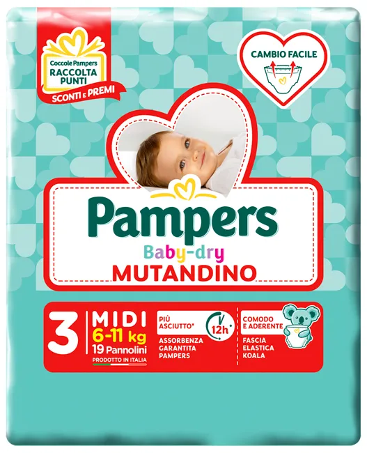 Pampers Baby Dry Mutandino MIDI Small Pack 19 Pezzi