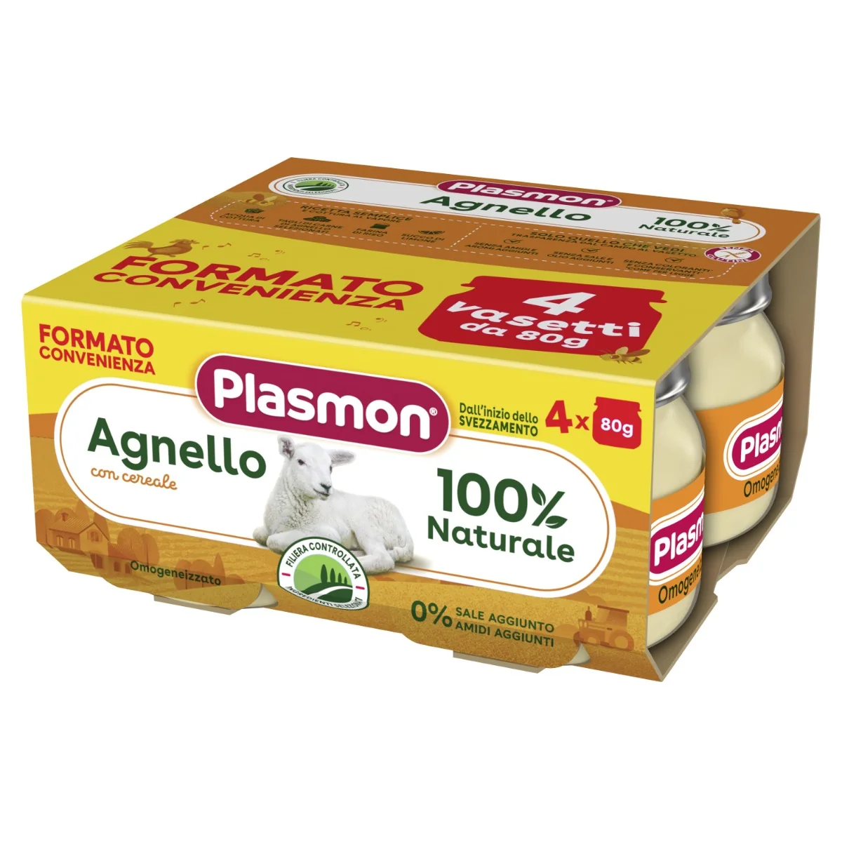 Plasmon Omogeneizzato Agnello 4 x 80 g Alimento per l'infanzia
