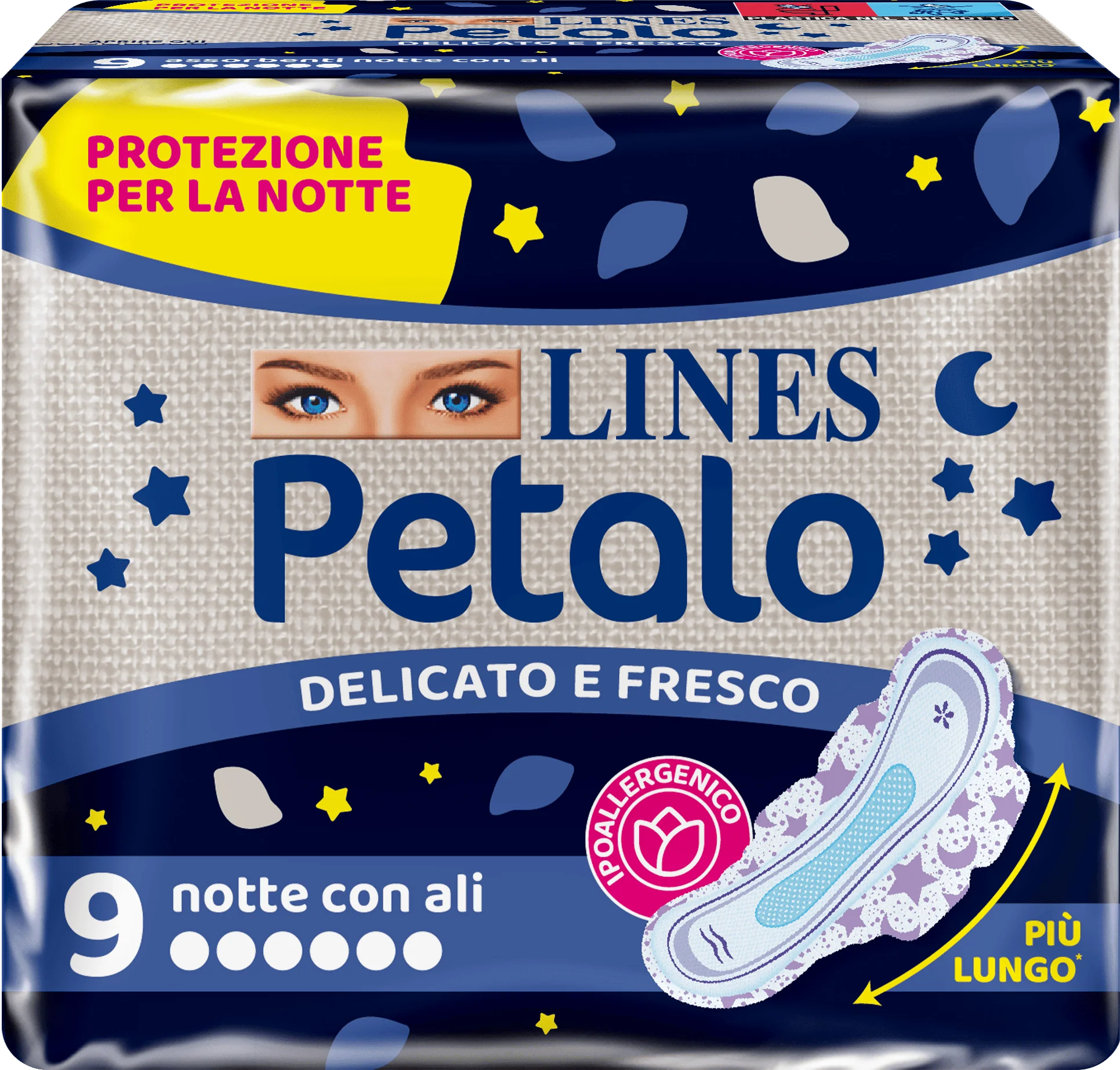 Lines Petalo Blu Notte Assorbenti Con Le Ali 9 Pezzi