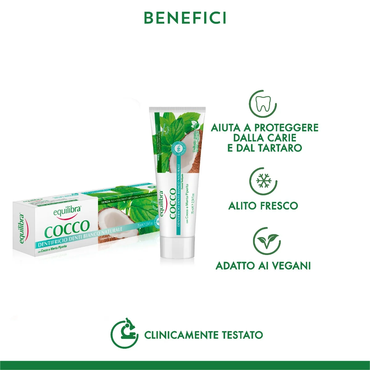 Equilibra Cocco Dentifricio Bianco Naturale 75 Ml Azione Rinfrescante