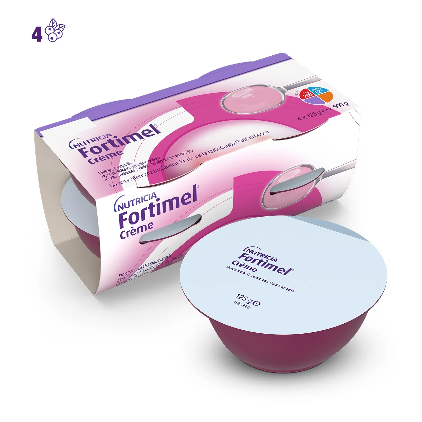 Fortimel Creme Frutti di Bosco 4 Pezzi Prodotto per la Malnutrizione