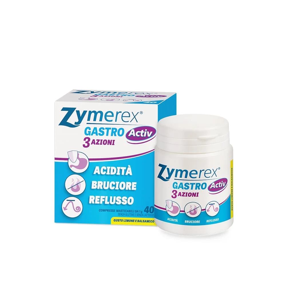 Zymerex Gastro Activ 3 Azioni 40 Compresse Masticabili Reflusso e Acidità