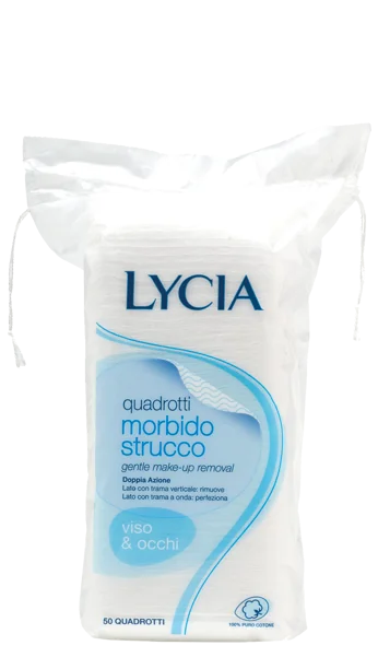 Lycia Quadrotti Morbidi Struccanti 100% Cotone 50 Pezzi Viso e occhi