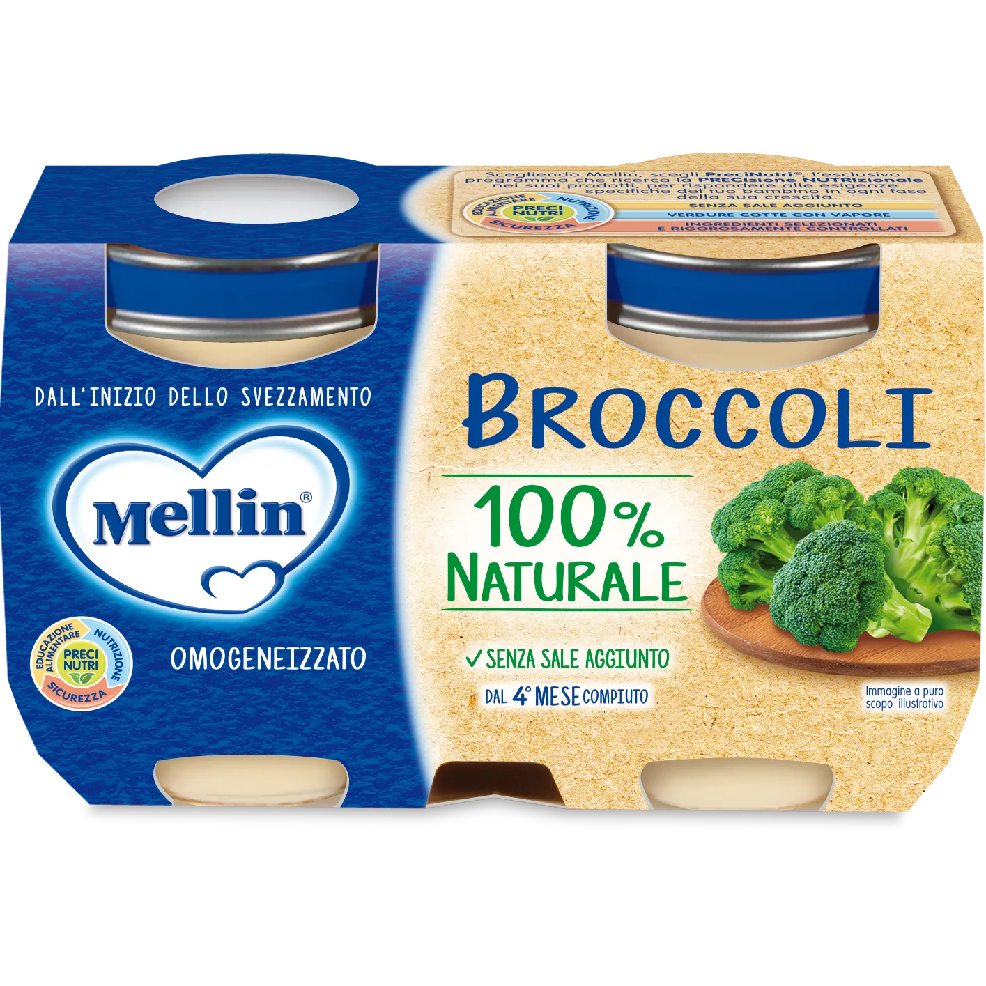 Mellin Omogeneizzato Broccoli 2X125G Alimento per Bambini
