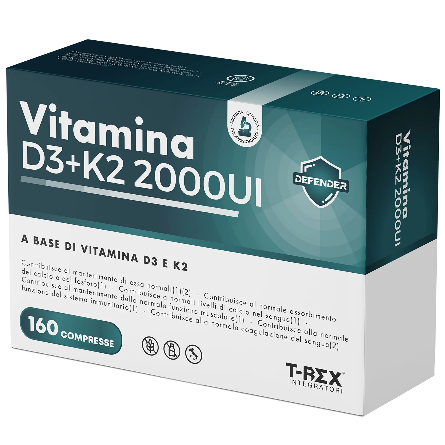 T-Rex Vitamina D3+K2 2000Ui Senza Glutine