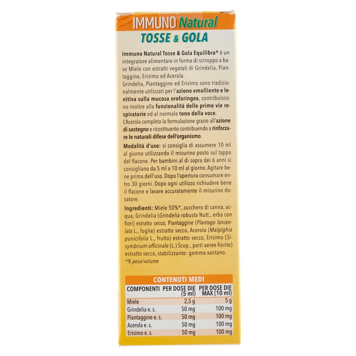 Equilibra Immuno Natural Tosse & Gola 150 Ml Sistema Immunitario