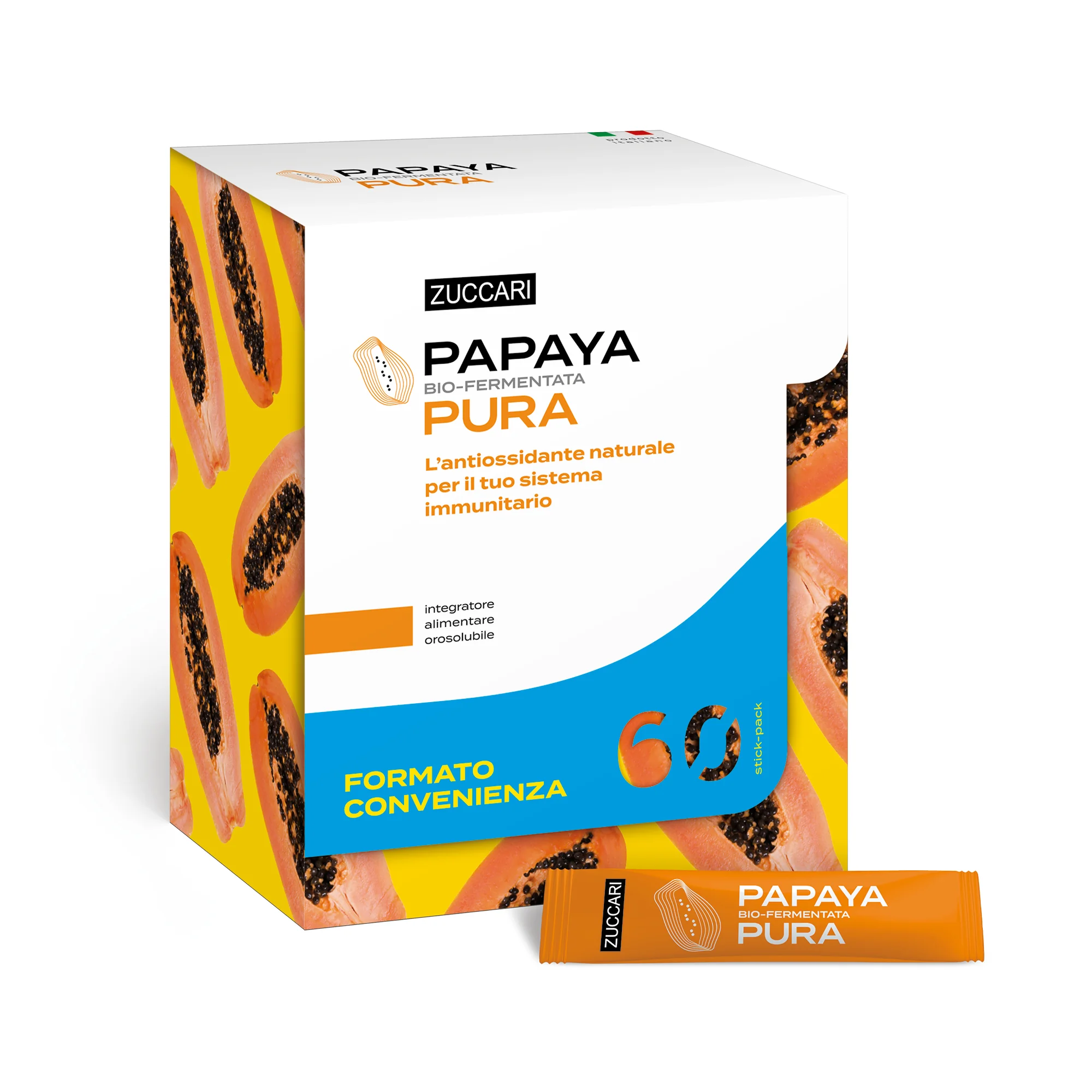 Papaya Pura 60 Stick Pack Per le Difese Immunitarie