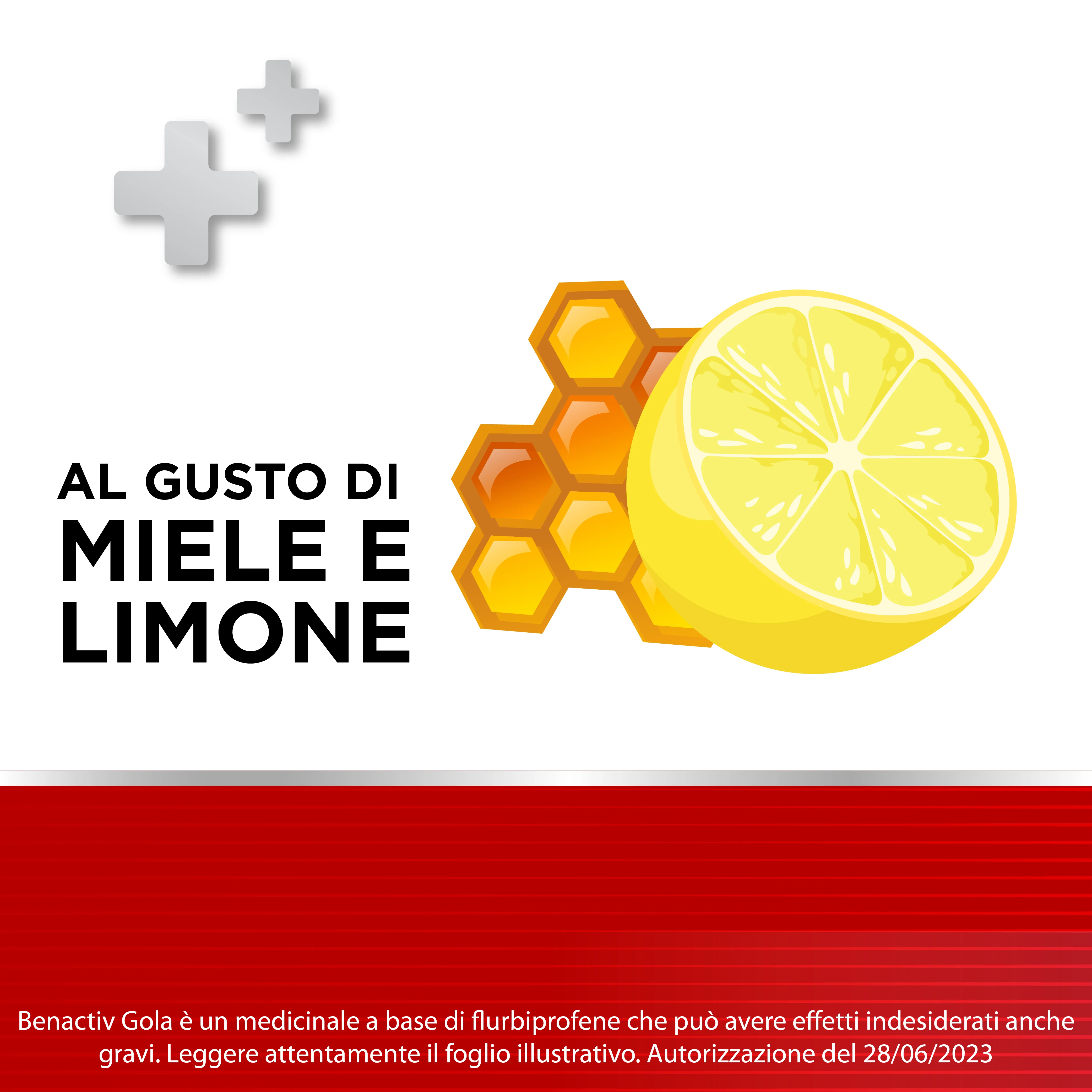 Benactiv Gola Pastiglie Limone e Miele Flurbiprofene 16 Pastiglie Flurbiprofene per Mal di gola