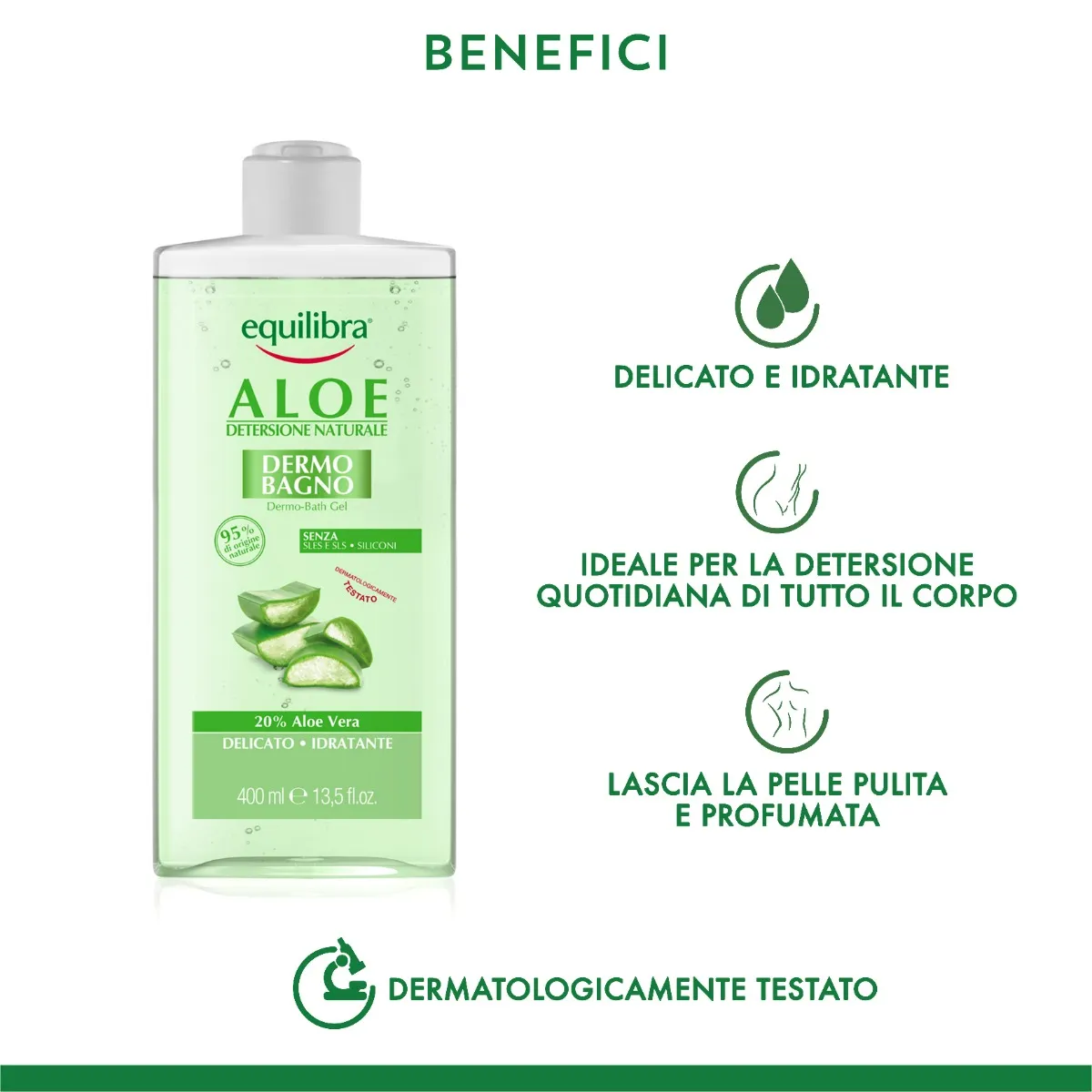 Equilibra Aloe Dermo Bagno 400 Ml Dermatologicamente Testato