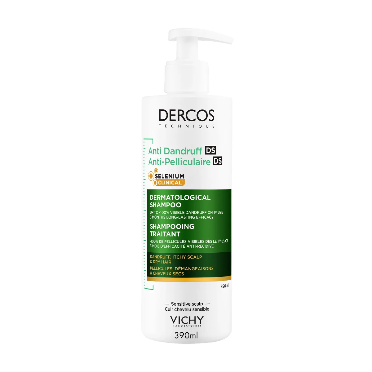Dercos Shampoo Anti-forfora DS capelli secchi 390 ml Allevia Prurito