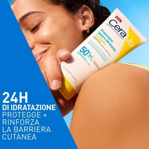 CeraVe Protezione Solare Idratante Invisibile Spf 50+ 75 ml Solare Idratante Invisibile per Viso e Corpo