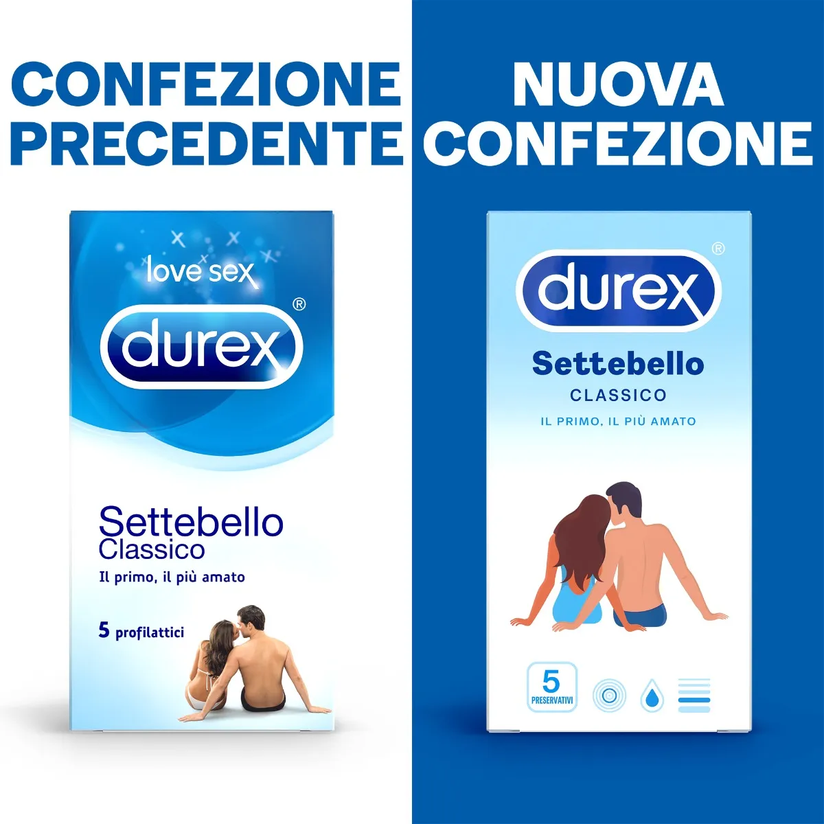 Durex Settebello Classico Preservativi 5 Pezzi Trasparente e Lubrificato