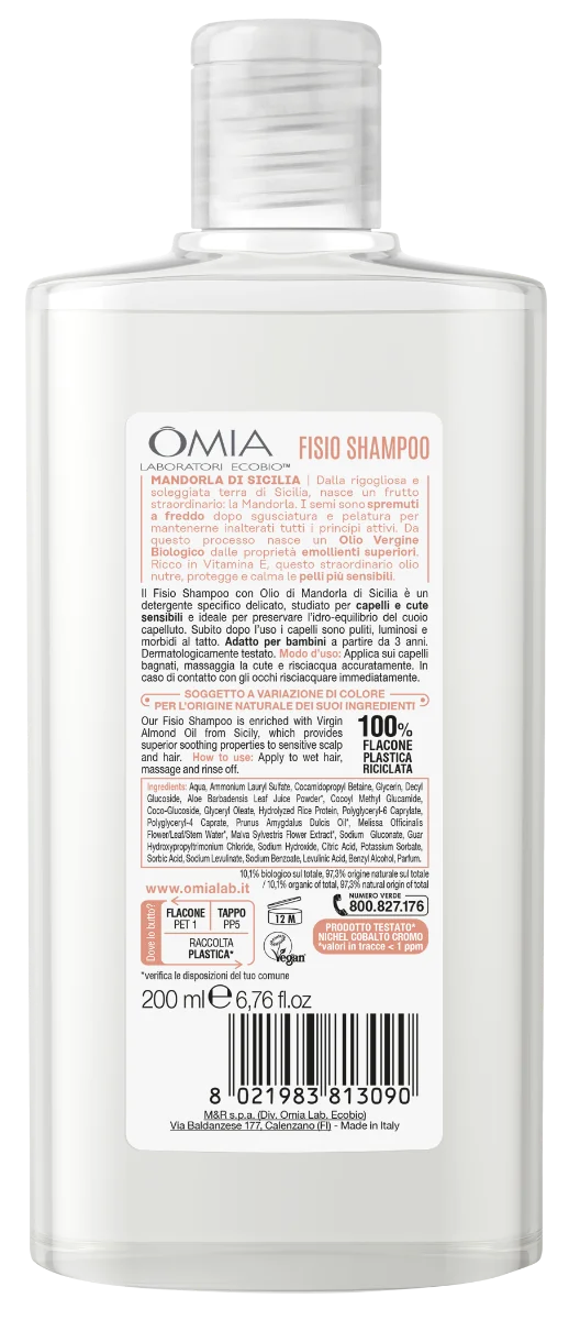 Omia Shampoo Mandorla Sicilia 200 ml Capelli e Cute Sensibili