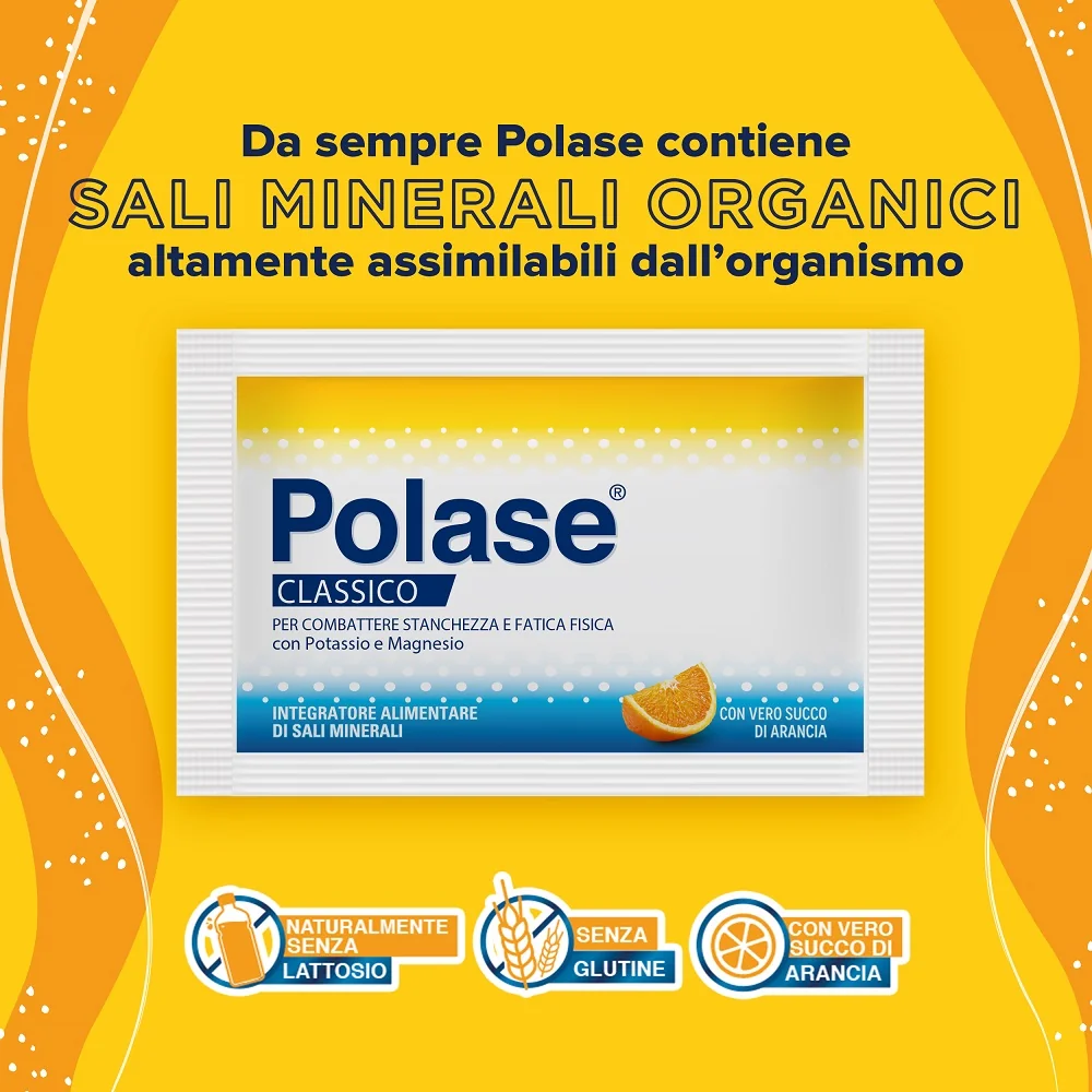 Polase Classico Gusto Arancia 24 Bustine Effervescenti Integratore di Magnesio e Potassio