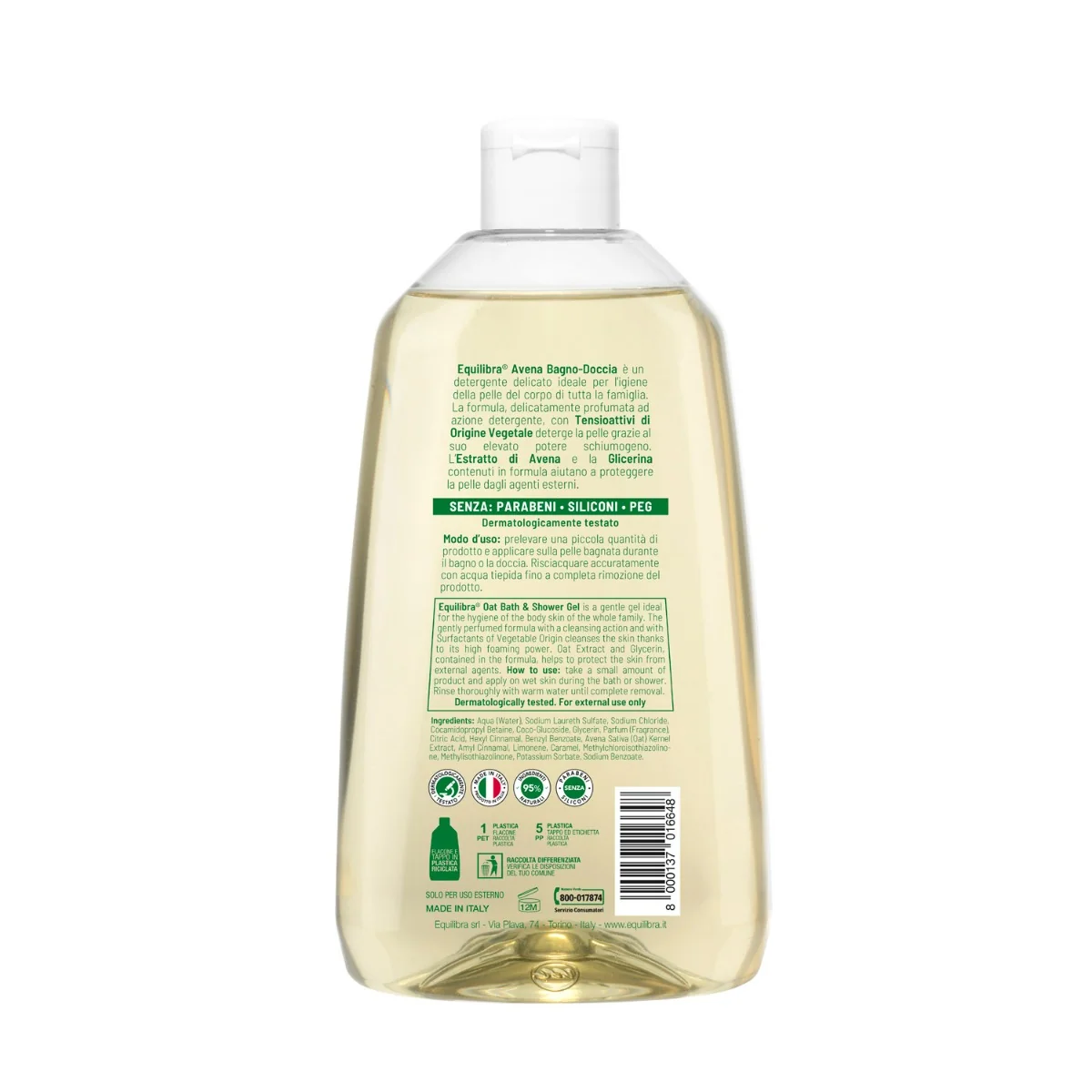 Equilibra Avena Bagno Doccia1L Dermatologicamente Testato
