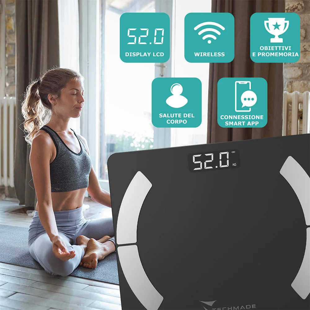 Techmade Bilancia Smart Black Controllo Peso