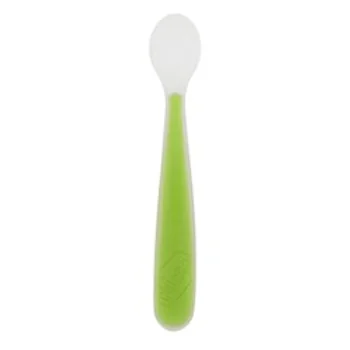 Chicco Cucchiaio Morbido Silicone Verde +6M Impugnatura Ergonomica