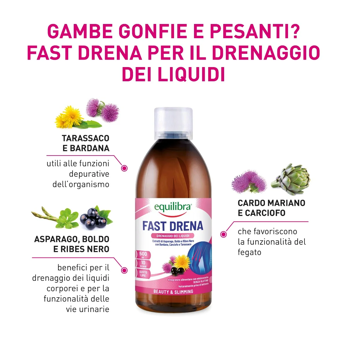 Equilibra Fast Drena Lime 500 ml Integratore Drenante