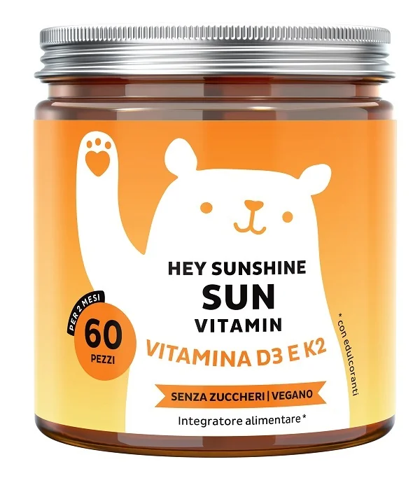Bears With Benefits Hey Sunshine Sun Vitamin Con D3 60 Caramelle Gommose Adatto ai Vegani