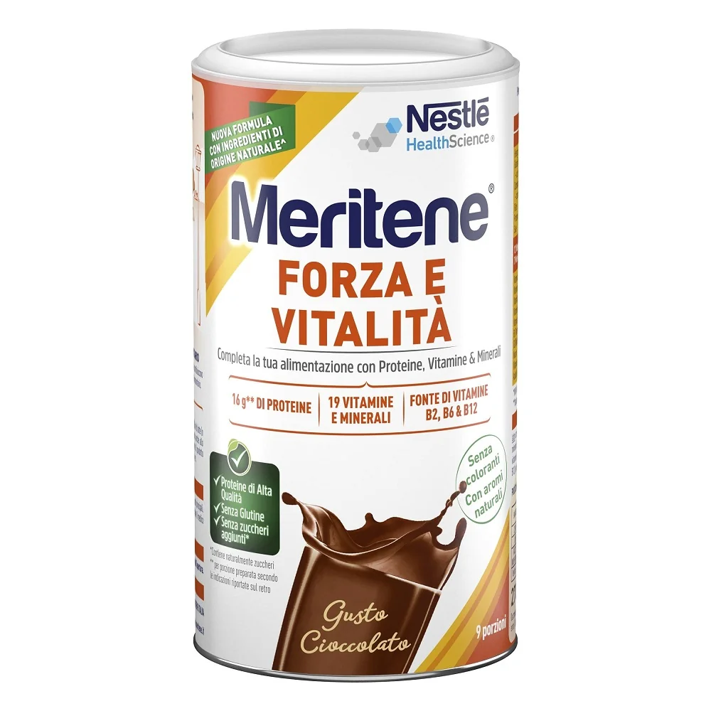 Meritene Forza e Vitalità Polvere Cioccolato 270 g Integratore Proteine Vitamine e Minerali Contro Disfagia e Malnutrizione