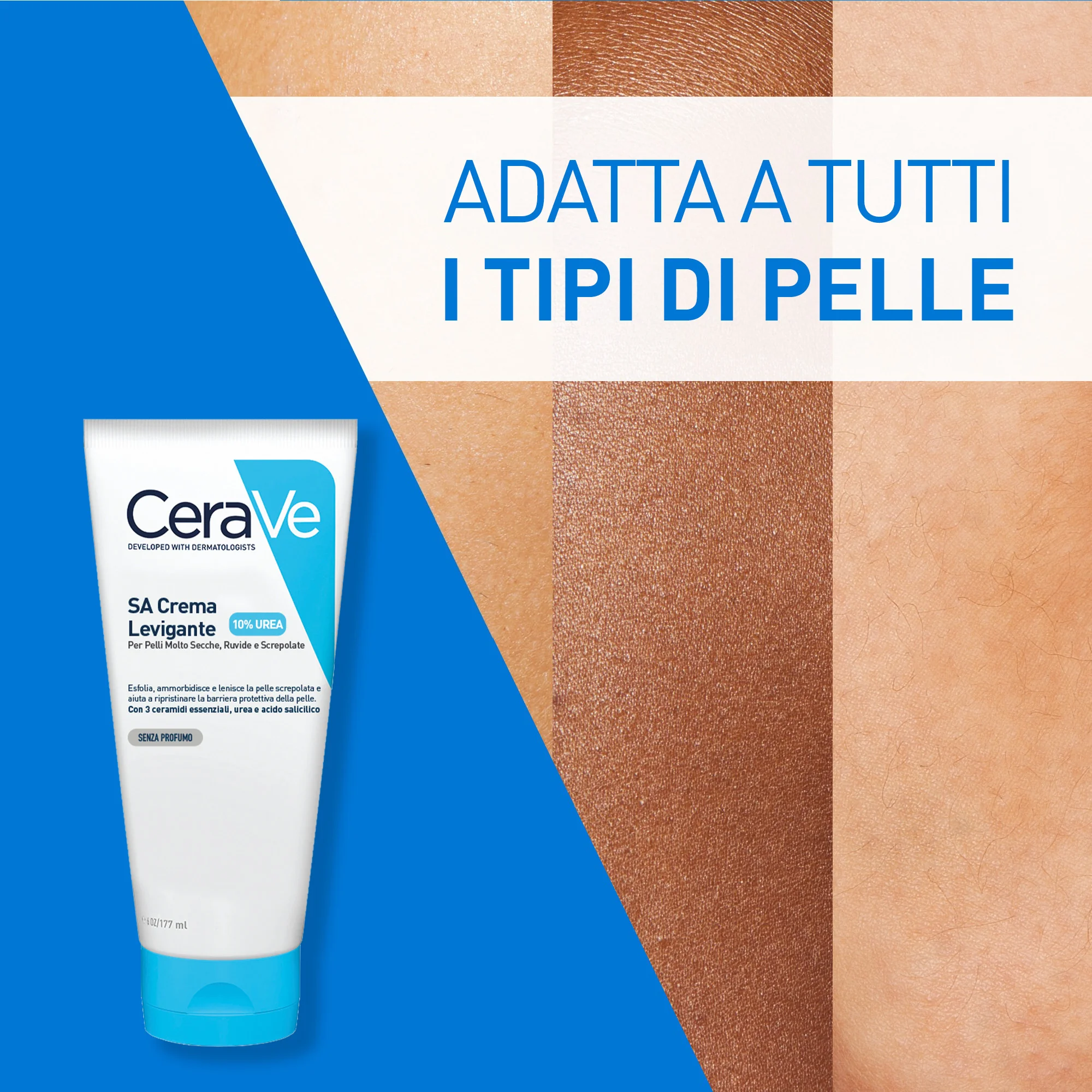CeraVe SA Crema levigante 10% UREA 177 ml Pelle Molto Secca, Ruvida e Screpolata