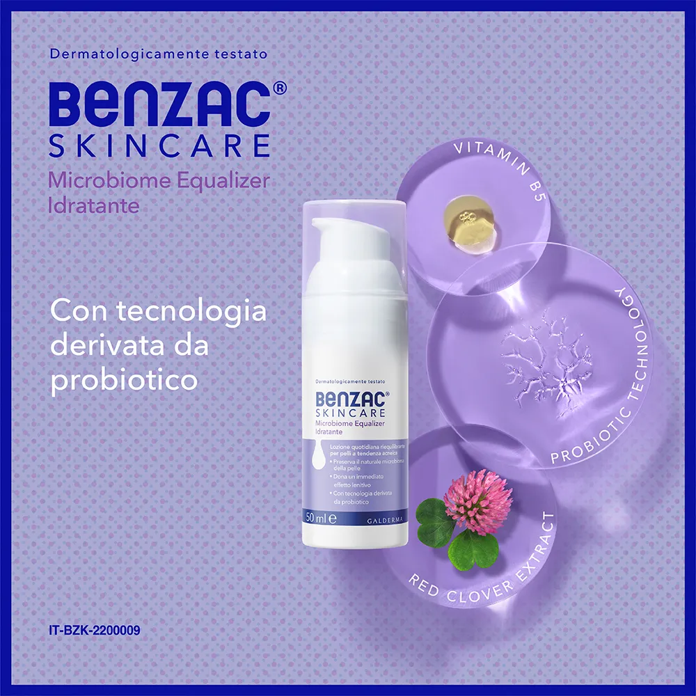 Benzac Skincare Microbiome Equalizer 50 ml Lozione Idratante Viso Pelle Acneica 