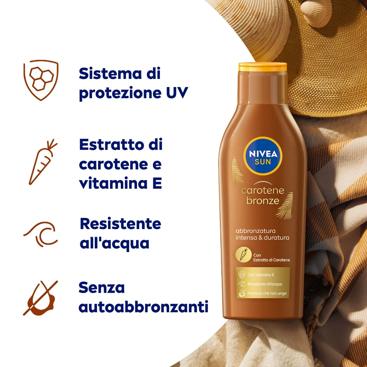 Nivea Sun Latte Solare Carotene Bronze Protezione Solare