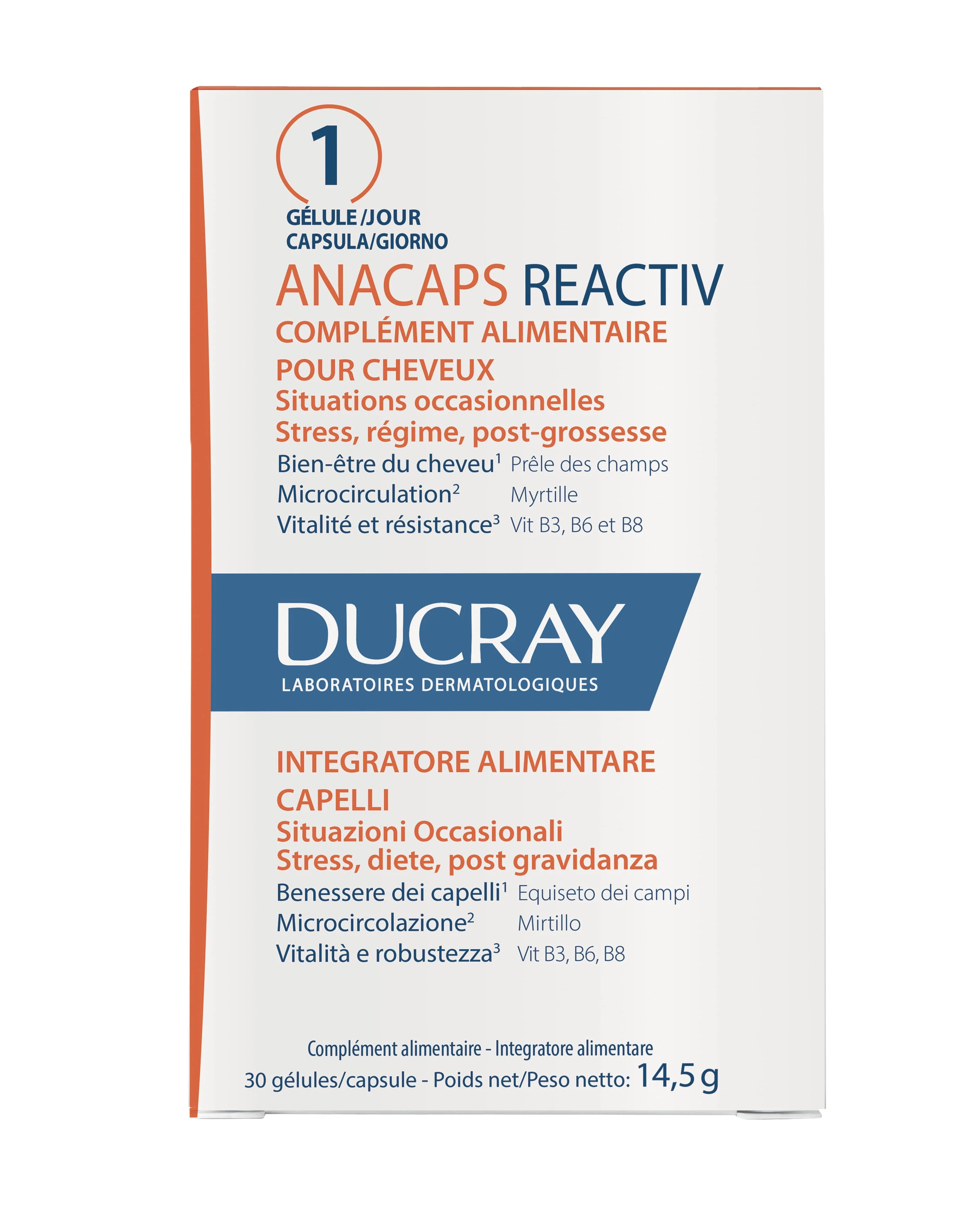 Ducray Anacaps Reactiv Integratore Alimentare per Capelli 30 Capsule Situazione Occasionale