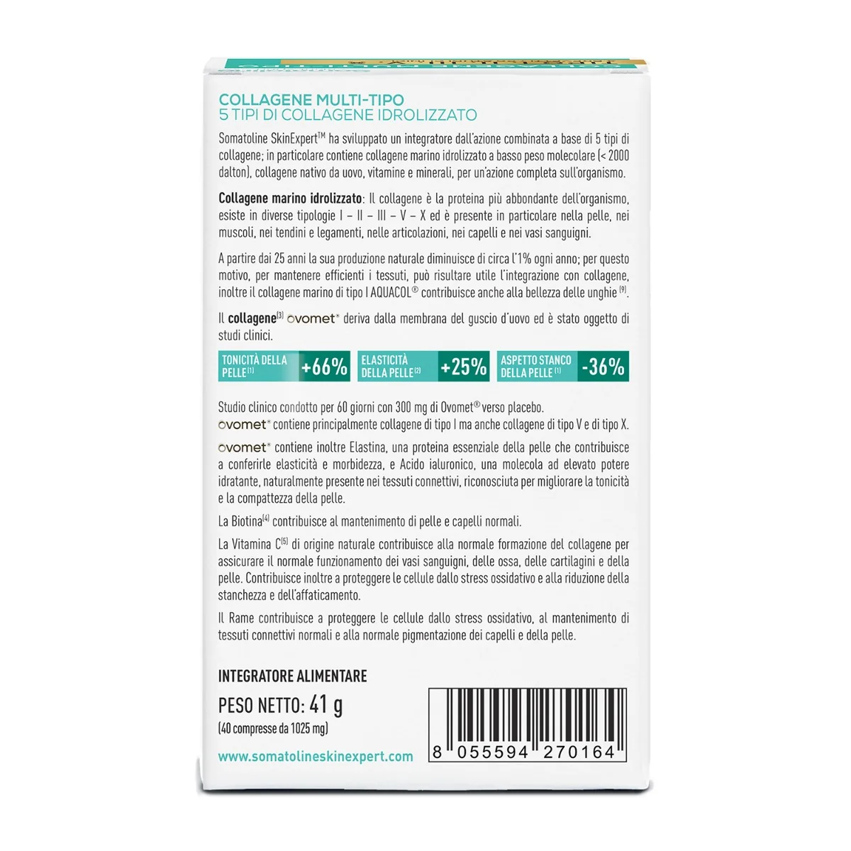 Somatoline Collagene Multi Tipo 40 Compresse 5 Tipi di Collagene