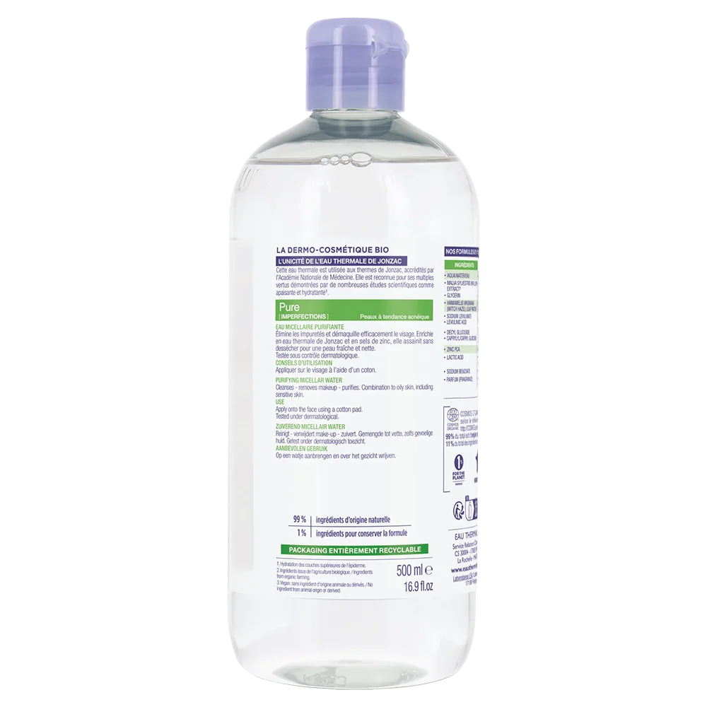 Jonzac Acqua Micellare Purificante Pure 500 Ml Detergente e Struccante