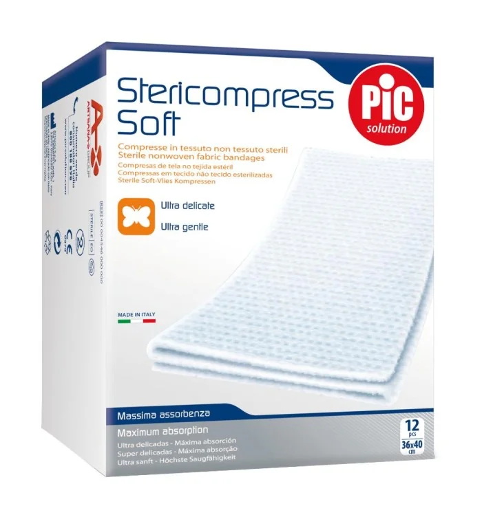 Pic Stericompress Soft Compresse di Garza 7,5x7,5 cm 12 Pezzi Ultra Delicate
