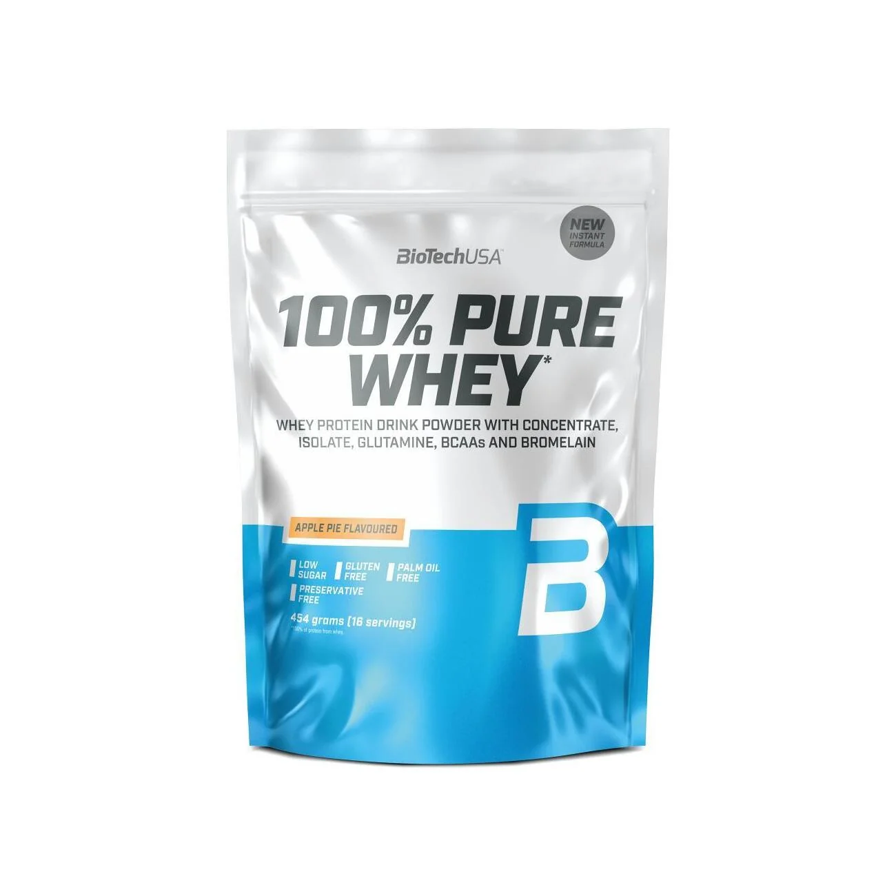 Biotechusa 100% Pure Whey Protein Drink Powder Torta Mele 454 g Massa Muscolare