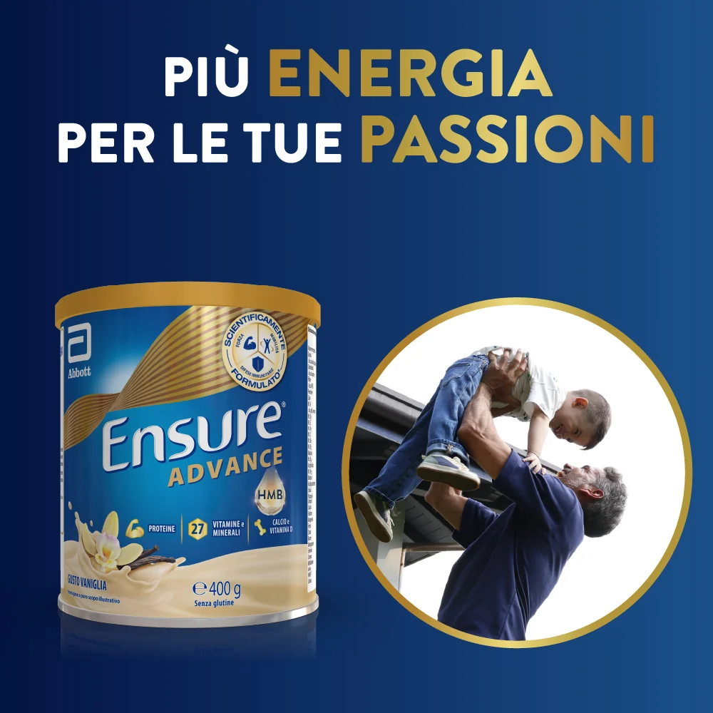 Ensure Advance 400 g Gusto Vaniglia Integratore alimentare proteico e multivitaminico in polvere con HMB