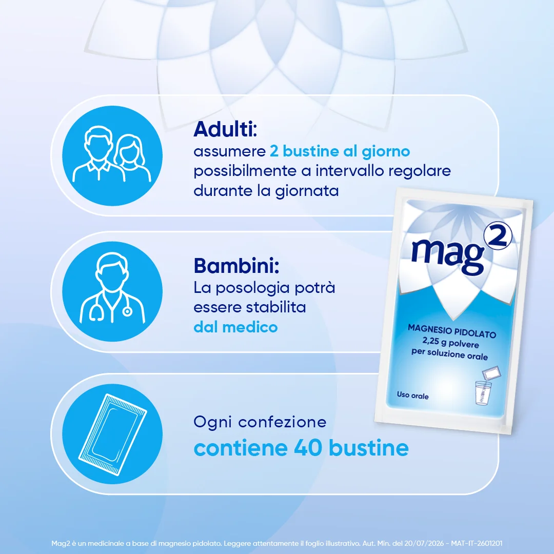 Mag 2 2,25 g Soluzione Orale 40 Bustine Carenze di Magnesio