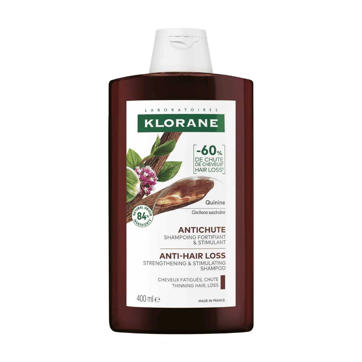 Klorane Shampoo Fortificante e Stimolante alla Chinina 400 ml Contro la Caduta dei Capelli