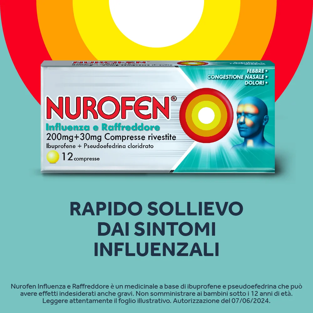 Nurofen Influenza e Raffreddore 200 mg + 30 mg 12 Compresse Rivestite