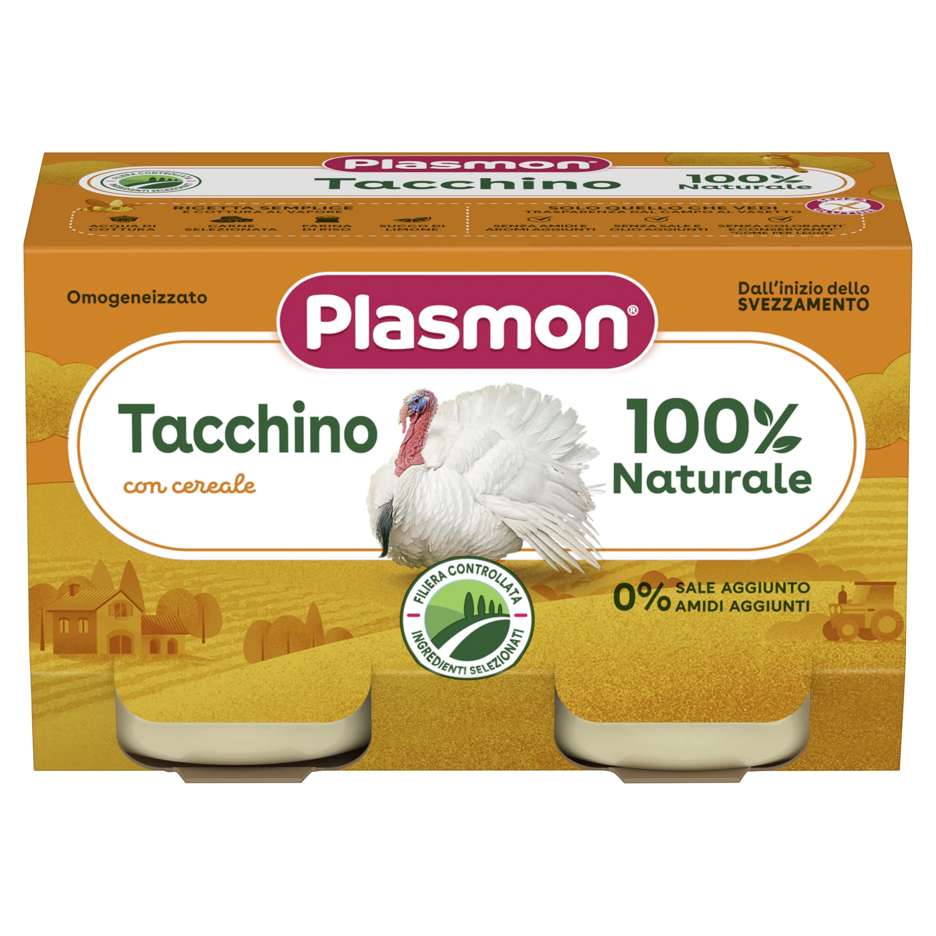 Plasmon Omogeneizzato Tacchino 2 Vasetti Da 120 G Senza Sale Aggiunto
