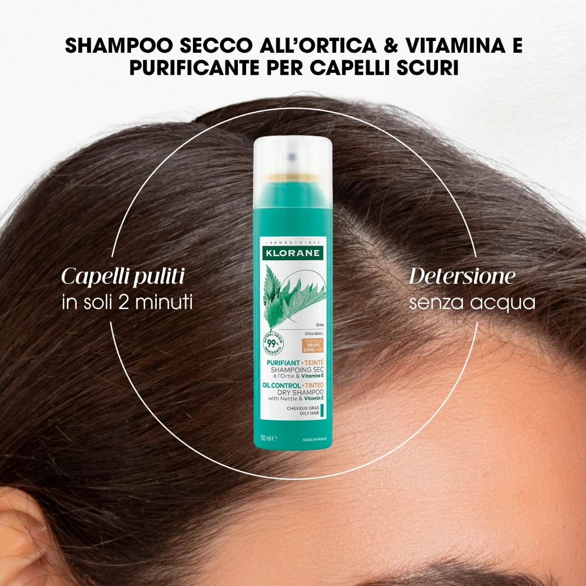Klorane Shampoo Secco Ortica Scuro 150 ml Per capelli scuri