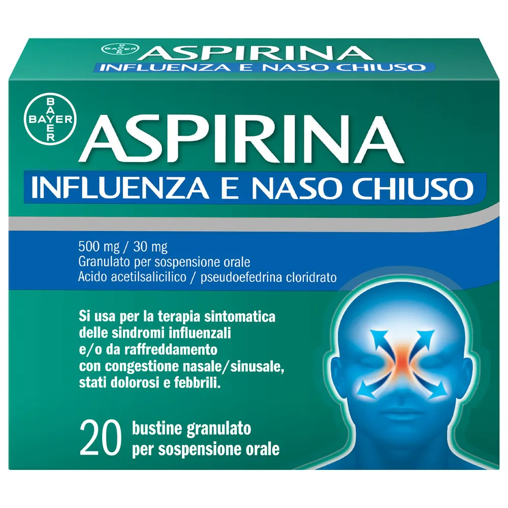 Aspirina Influenza e Naso Chiuso 20 Bustine Decongestionante