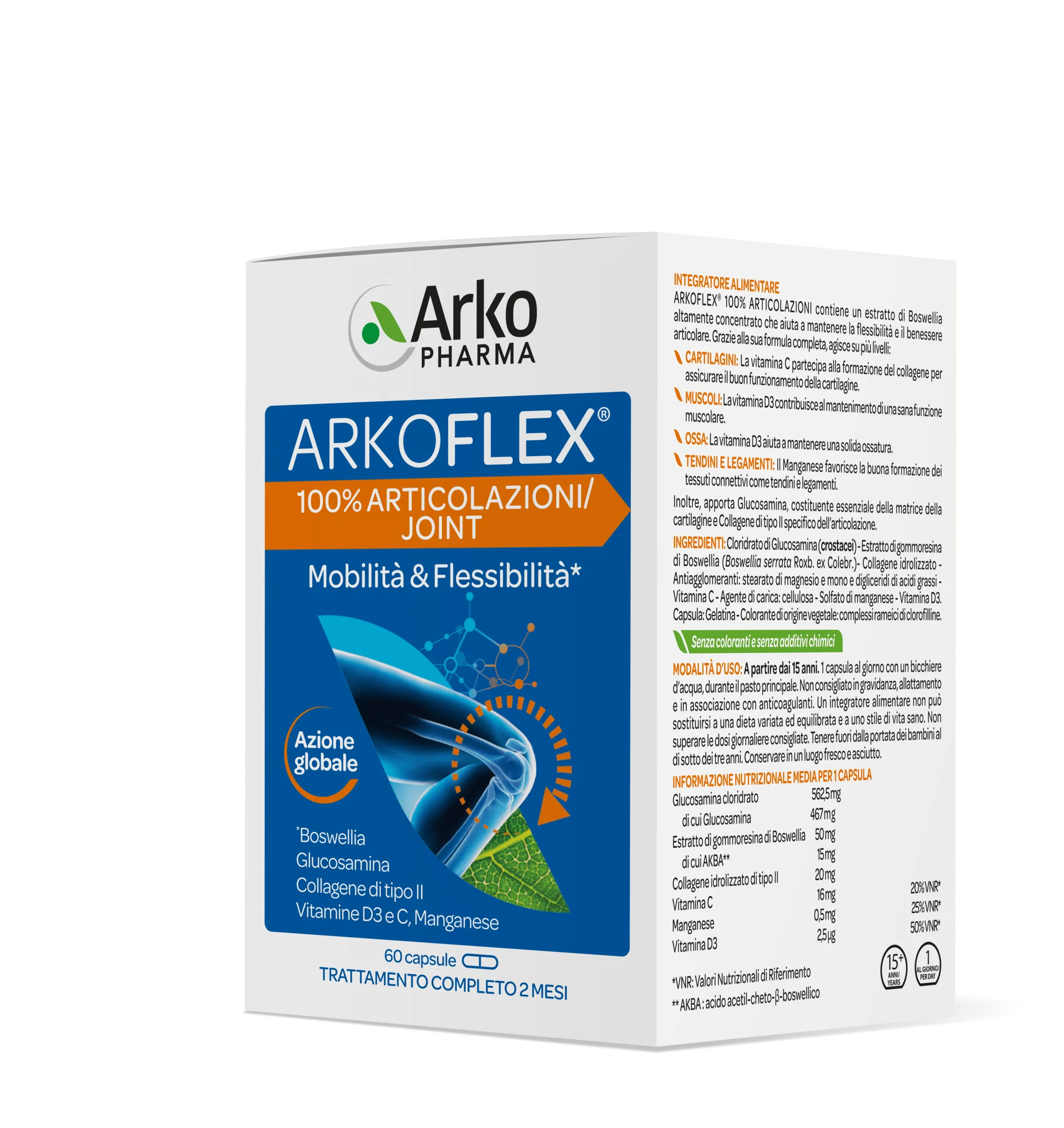 Akopharma Akoflex 100% articolazioni 60 capsule Flessibilità e benessere articolare